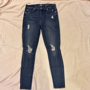 Women's Distressed Blue Jeans